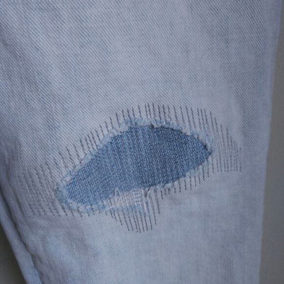 Gap Vintage Straight Patchwork Jeans Women's 26R Light Wash Distressed Mended - Picture 5 of 9